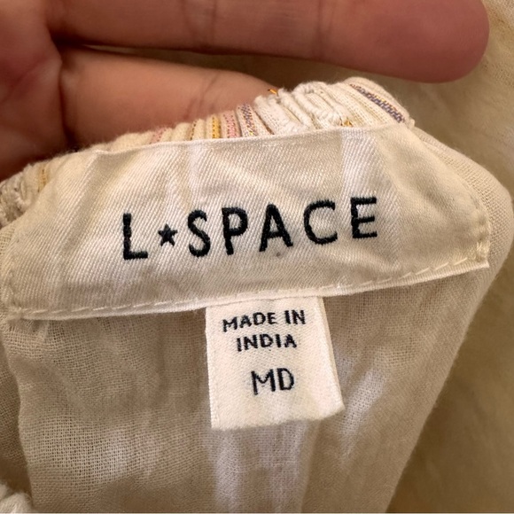 L*Space Santorini Maxi Dress "Falling For You" Eyelet Metallic Stripes Sz M - Picture 11 of 12